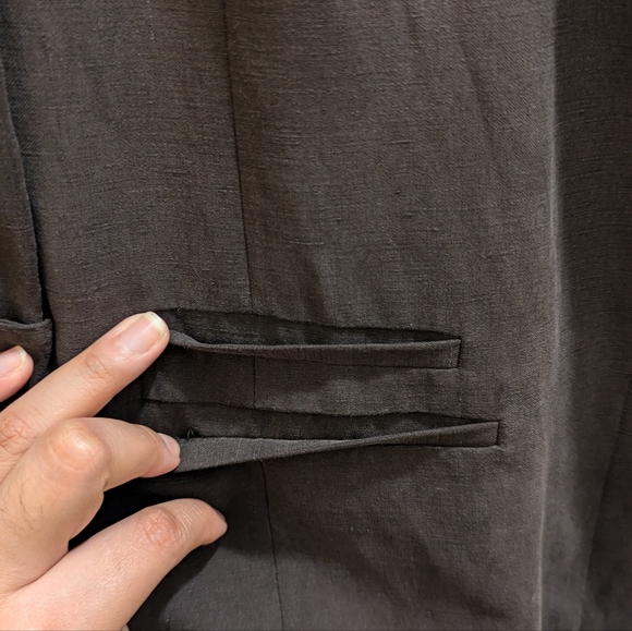 Chico's Brown Silk Linen Blend Blazer Button Front Collar 3/4 Sleeves- 3 (XL/16) - Picture 11 of 16